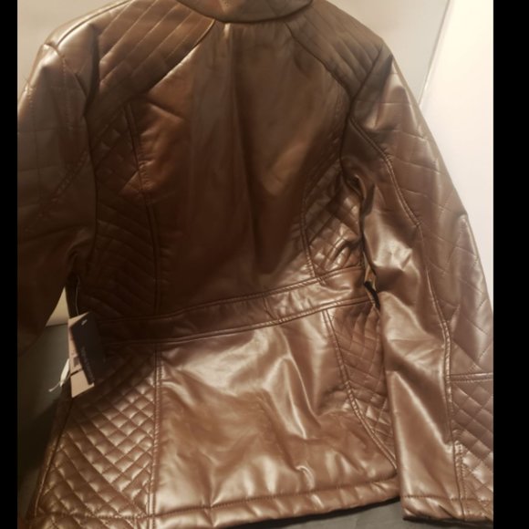 Brand New Ladies Brown Leather Jacket Size Medium - Picture 5 of 11
